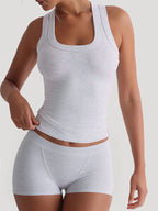 Ribbed Tank Top and Shorts Active Set - Modanista Fashion
