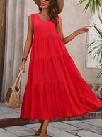 Sukienka bez rękawów z nutką w stylu v