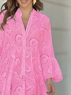 Robe à volants à ourlet à œillets, taille plus