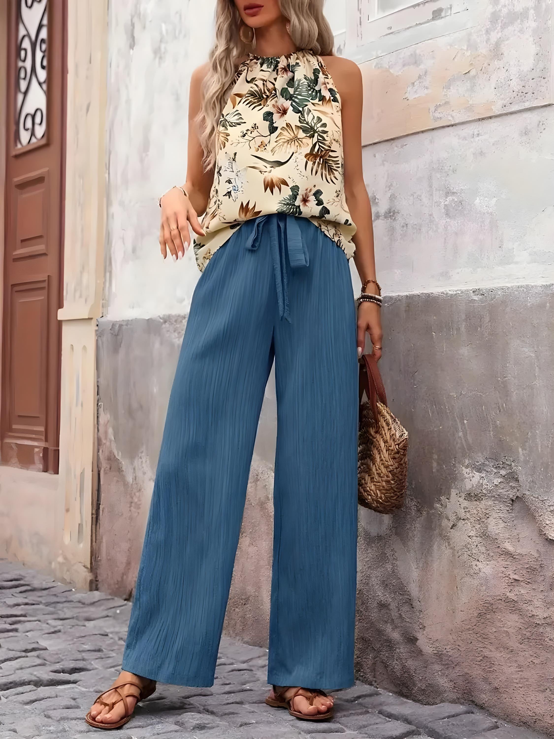 Ensemble débardeur imprimé et pantalon large