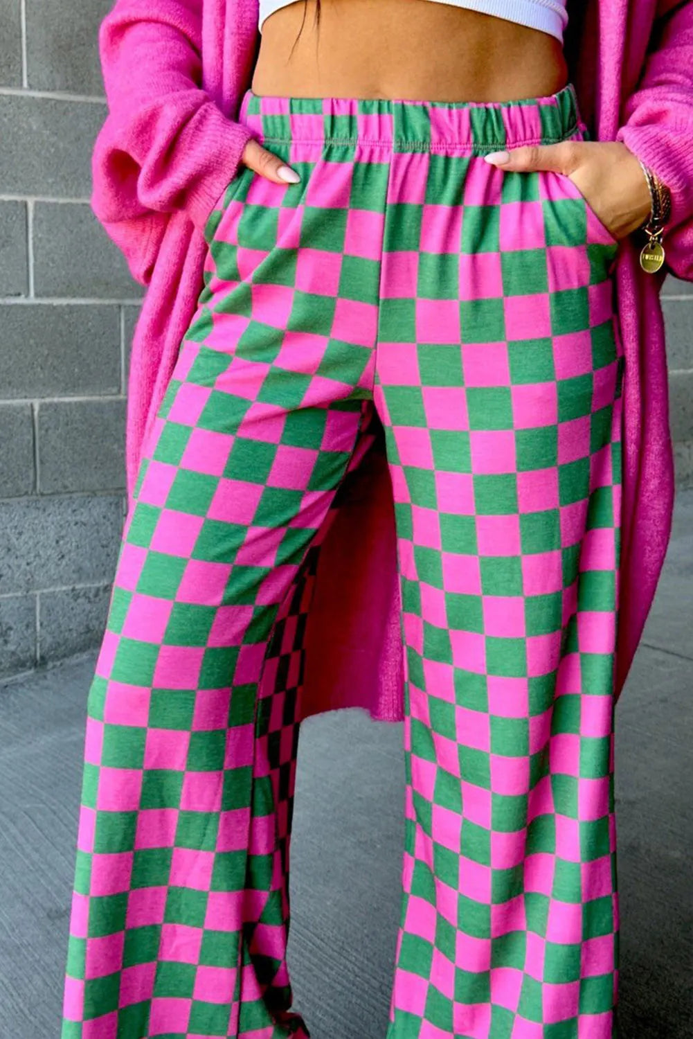 Checkered Wide Leg Pants - Modanista Fashion