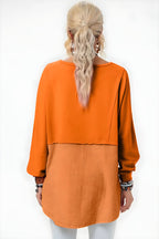 Full-Size Long Sleeve High-Low T-Shirt for Women