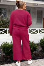 Dobbelt ta full størrelse teksturert langermet topp og snor bukser sett