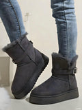 Fur Lining Ankle Boots with Buckle Strap - Modanista Fashion