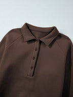 Collared Sweatshirt and High Waist Pants Active Set - Modanista Fashion