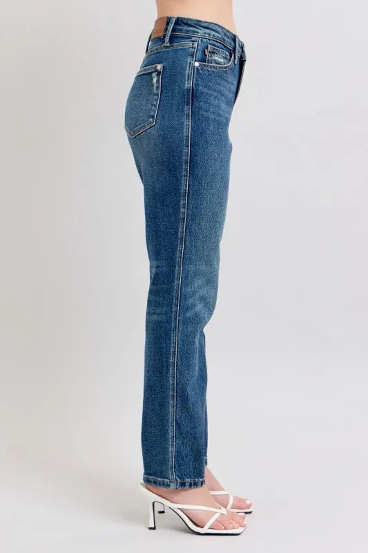 Judy Blue Full Size High Waisted Rigid Magic Non-destroy Straight Leg Jeans Plus Size - Modanista Fashion