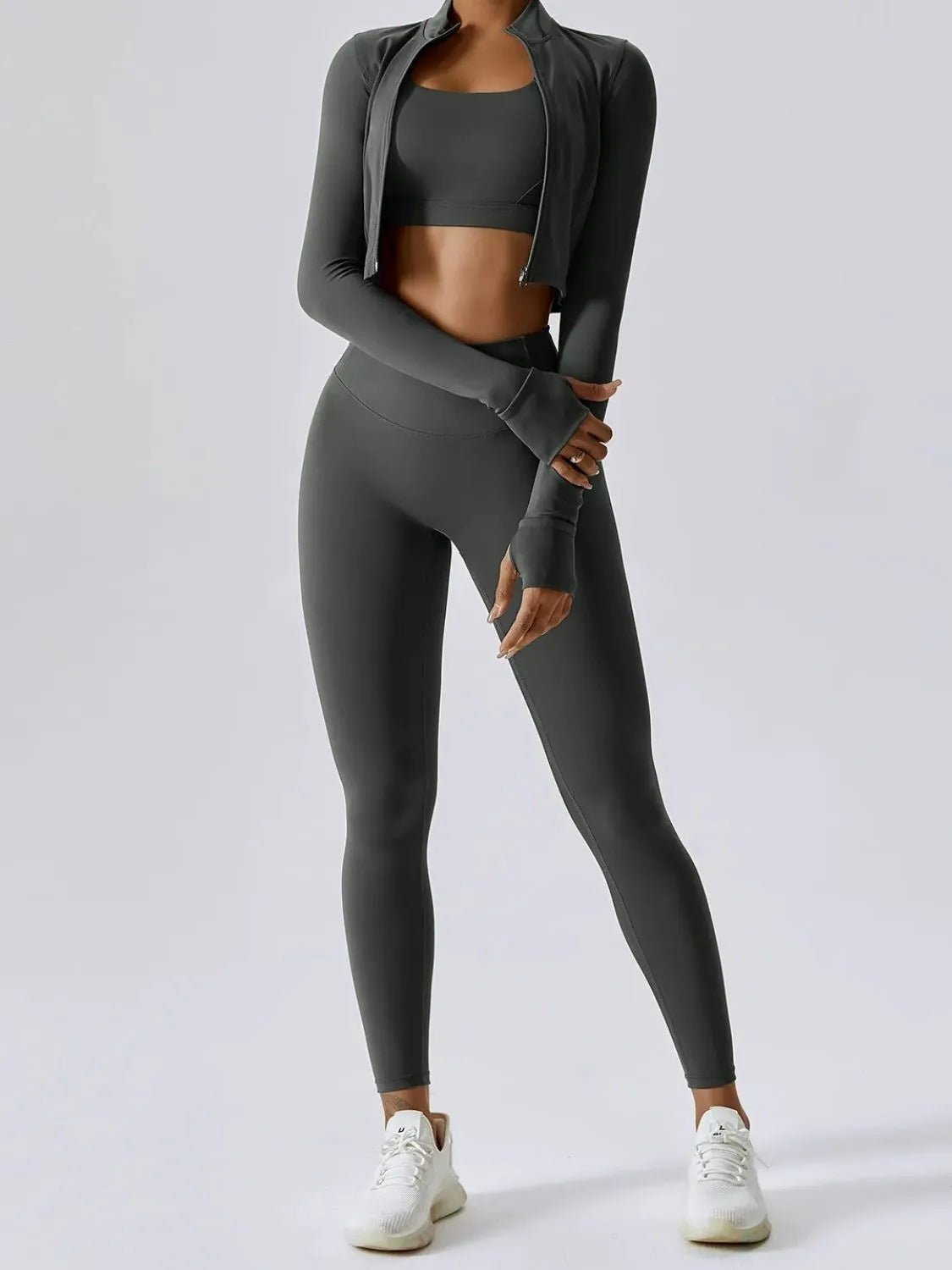 Bra Outerwear and Leggings 3-Piece Active Set - Modanista Fashion