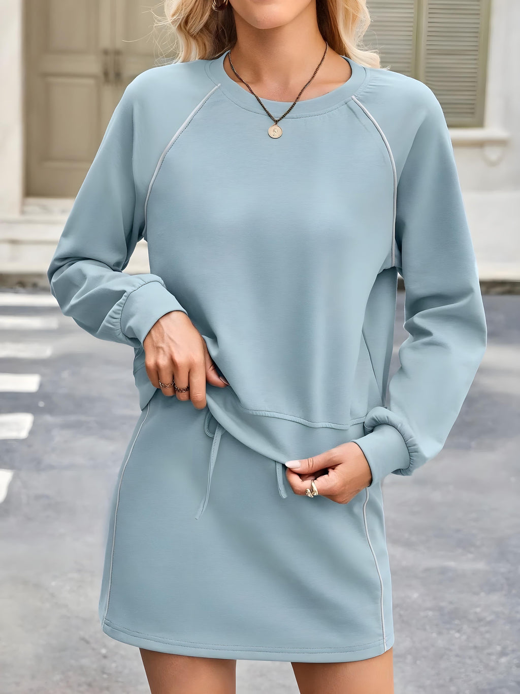 Okrúhly krk Raglan Ruckve Top a Sort Set