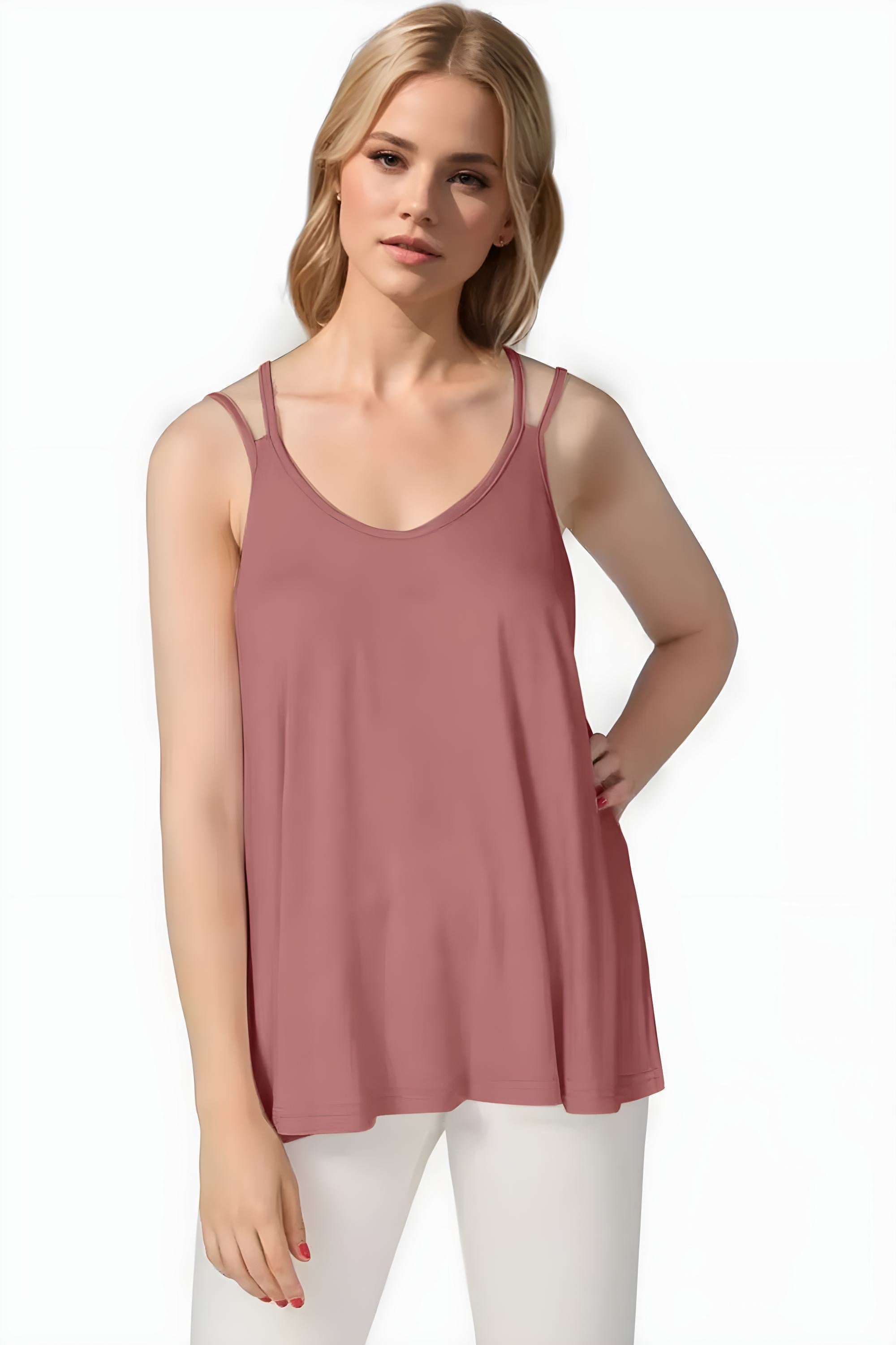 Basic Bae Bamboo Scoop Neck Double Spaghetti Straps Cami