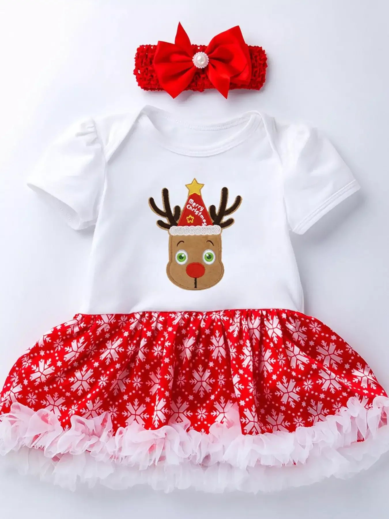 Newborn Christmas One-Piece Dress with Headband – Festive & Cute - Modanista Fashion