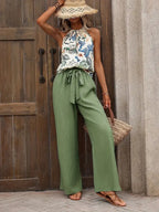 Printed Tank Top and Wide Leg Pants Set - Modanista Fashion