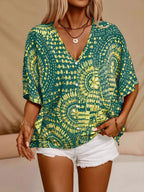 Printed V-Neck Half Sleeve Top for Women