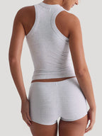 Ribbed Tank Top and Shorts Active Set - Modanista Fashion