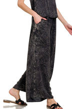 Tkané tílko Zenana s kyselinovým zvrásněním a praním & Dvoudílná sada kalhot