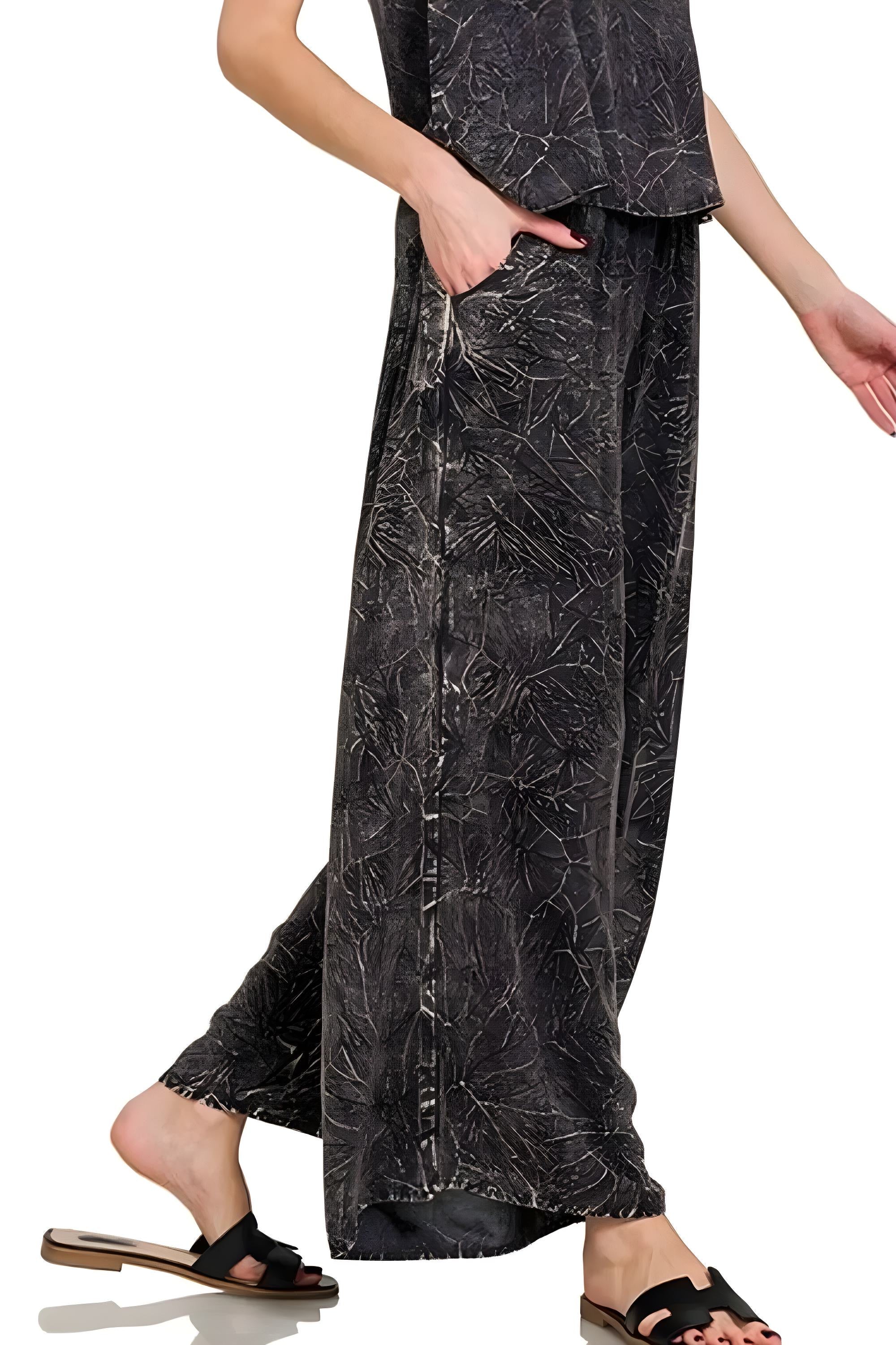 Tkané tílko Zenana s kyselinovým zvrásněním a praním & Dvoudílná sada kalhot