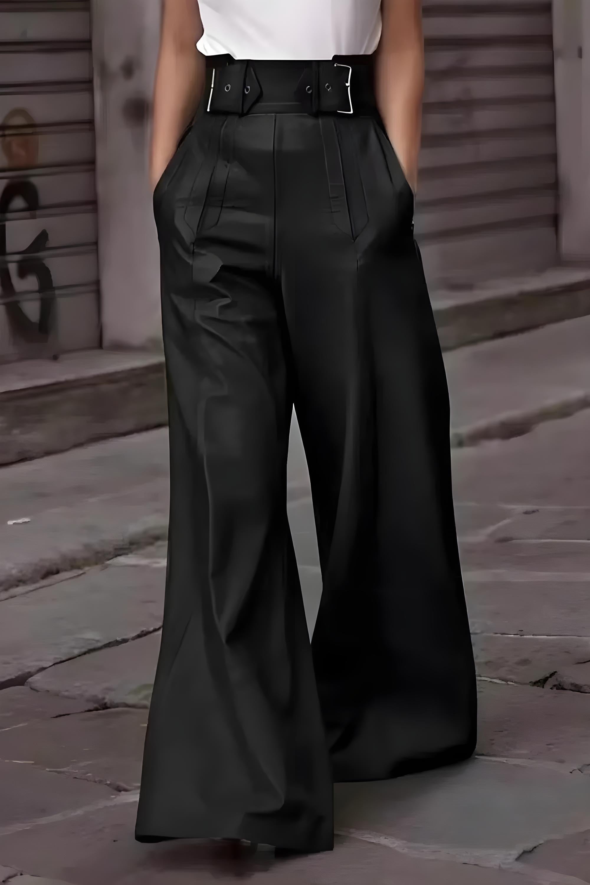 Höga midja breda flarebyxor