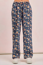 Bibi mosott virágmintás széles láb farmer