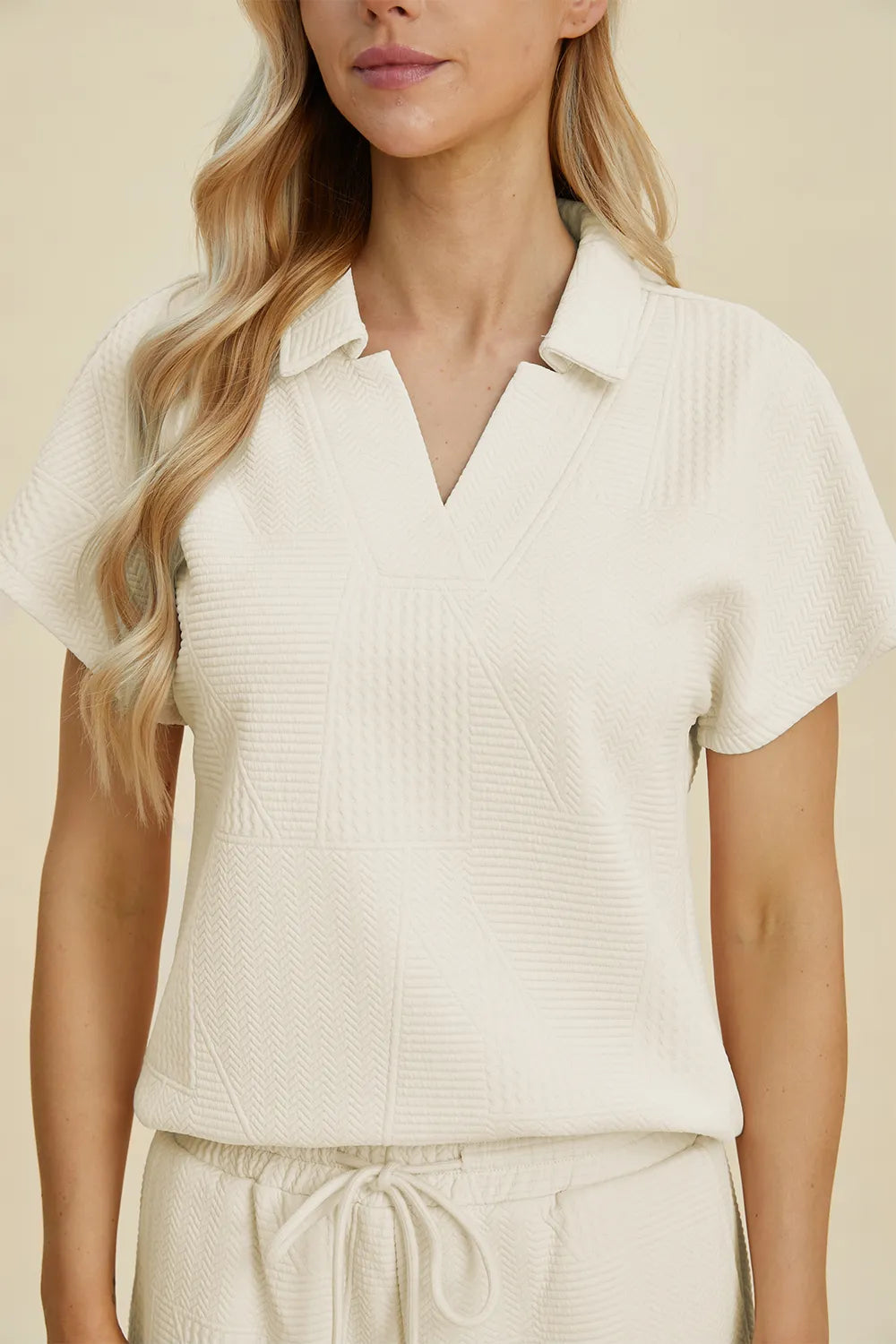 Double Take Full Size Collared Neck Short Sleeve Top and Pants Set - Modanista Fashion