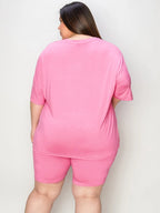 Basic Bae Full Size V-Neck Drop Shoulder T-Shirt and Shorts Set - Modanista Fashion