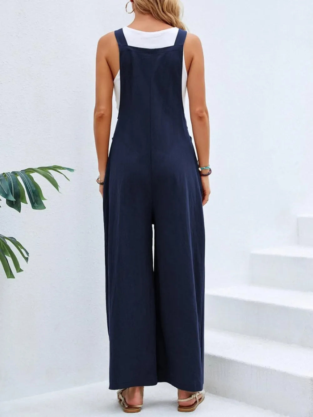 Full Size Square Neck Wide Strap Overalls - Modanista Fashion