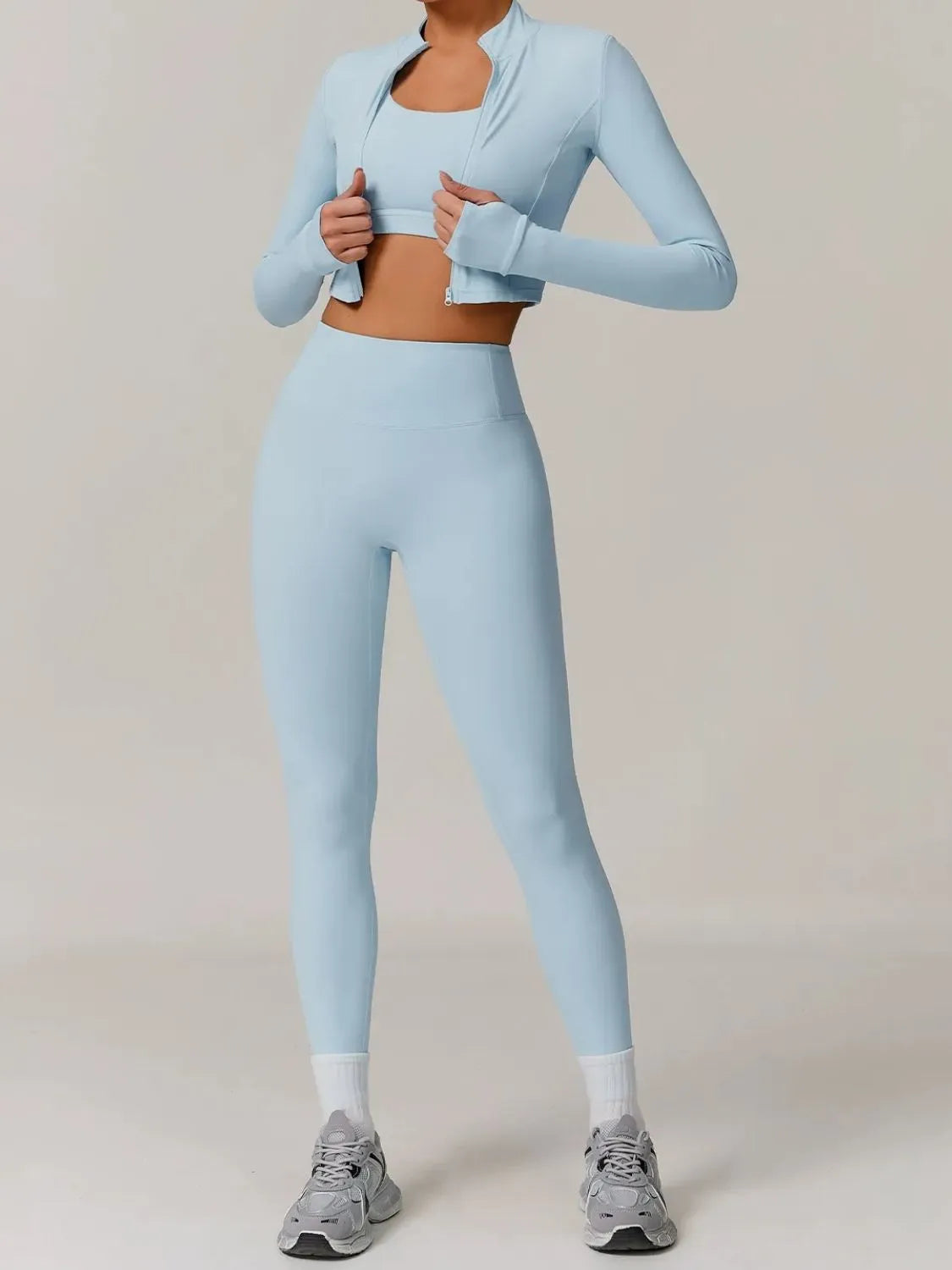 Bra Outerwear and Leggings 3-Piece Active Set - Modanista Fashion