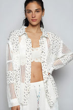 Cămașă cu mânecă lungă Pol Floral Crochet Patchwork