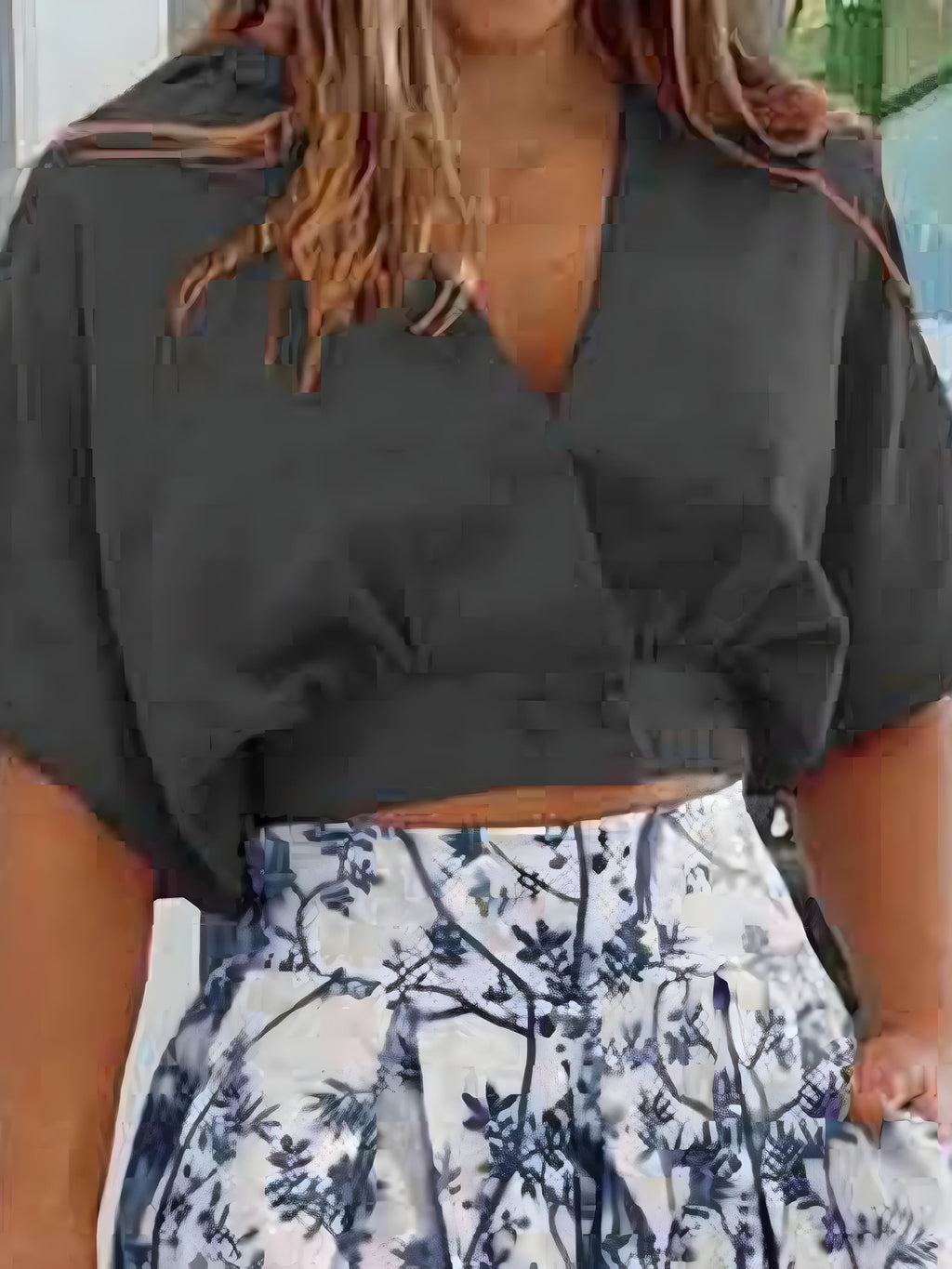 Surplice top en hoge taille broek set