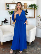 جمبسوت دبل تيك كامل الحجم بتصميم سوربليس واسع الأرجل مع جيوب