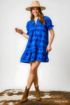 Umgee srdeční vzor krátkého rukávu límce babydoll šaty