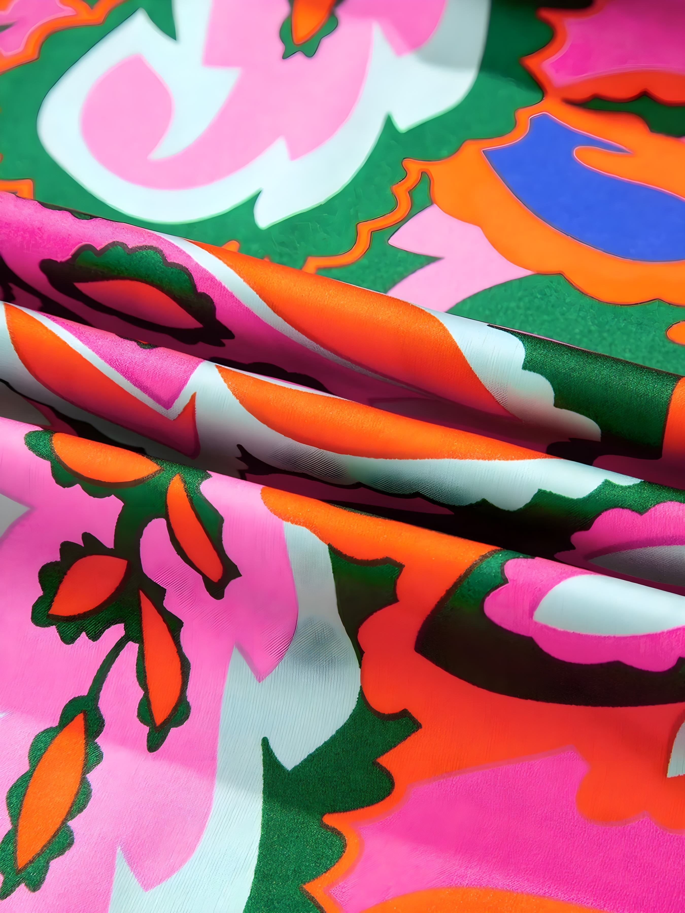 Tropical Print Kurzärmel Binde Halsbluse