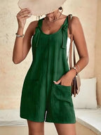 Full størrelse knute stropp romper med lommer pluss størrelse