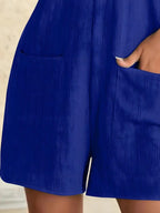 Full størrelse knute stropp romper med lommer pluss størrelse