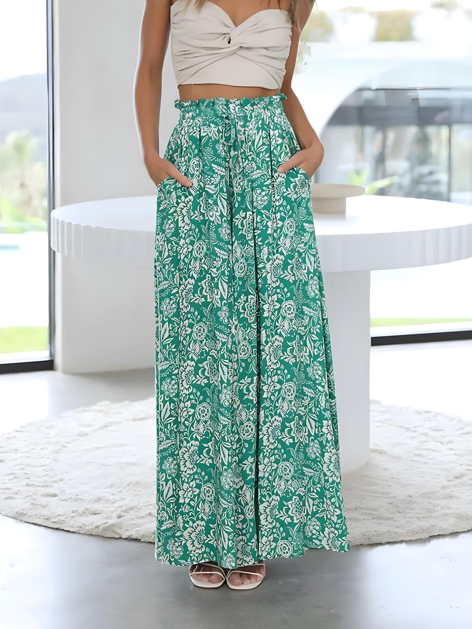 Drawstring Paperas taille bedrukte brede beenbroek