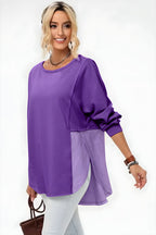 Full-Size Long Sleeve High-Low T-Shirt for Women