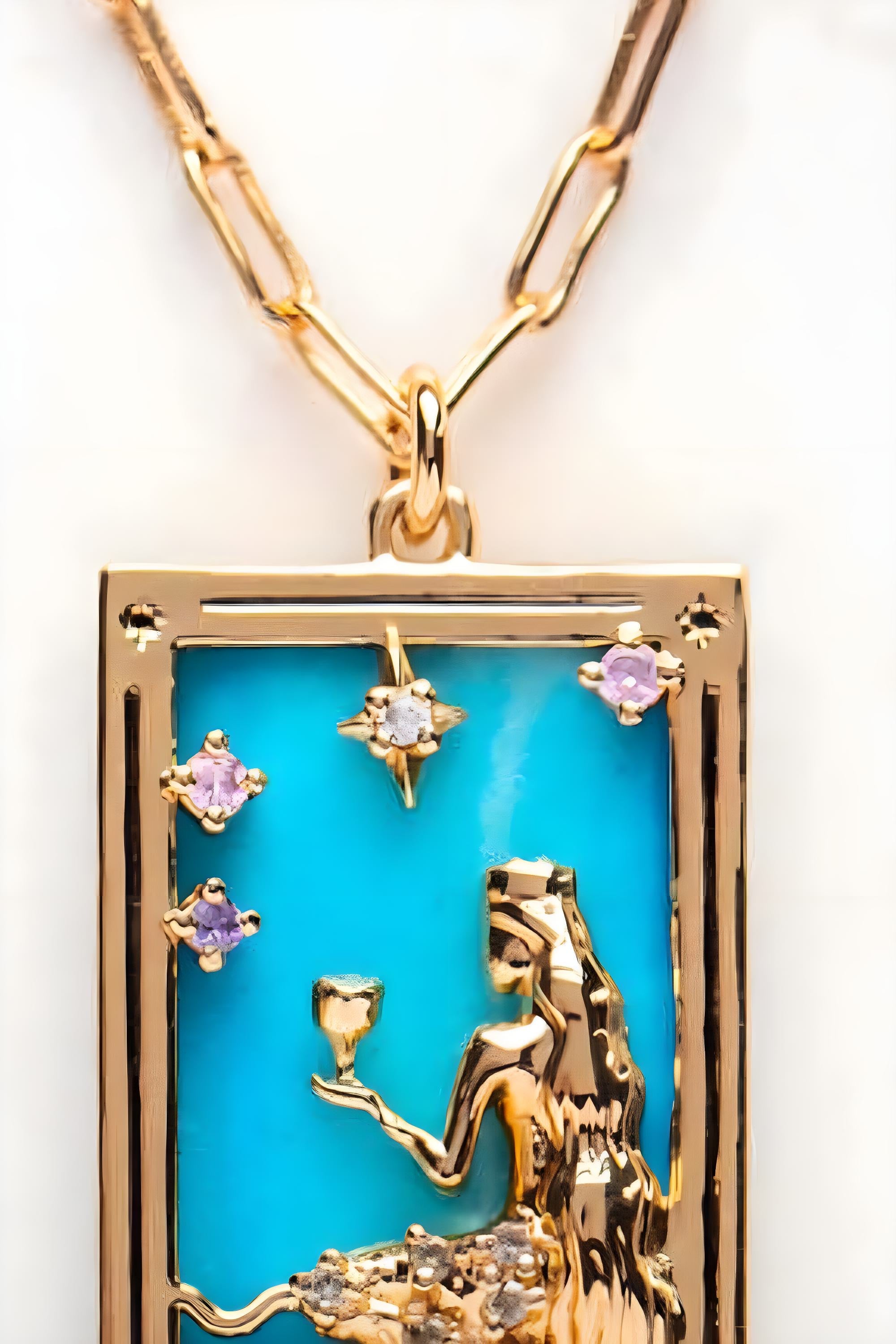 Colgante de Carta del Tarot Collar de Acero Inoxidable
