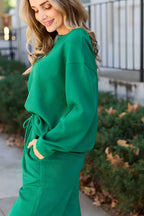 Dobbelt ta full størrelse teksturert langermet topp og snor bukser sett