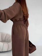 Zip front långärmad jumpsuit