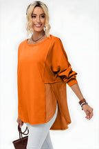Full-Size Long Sleeve High-Low T-Shirt for Women