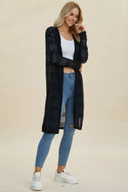 Dvojitá vezmite v plnej veľkosti otvorené predné predné dlhé línie Cardigan