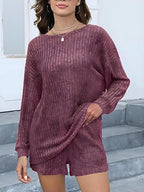 Ensemble haut à col rond à épaules tombantes et short