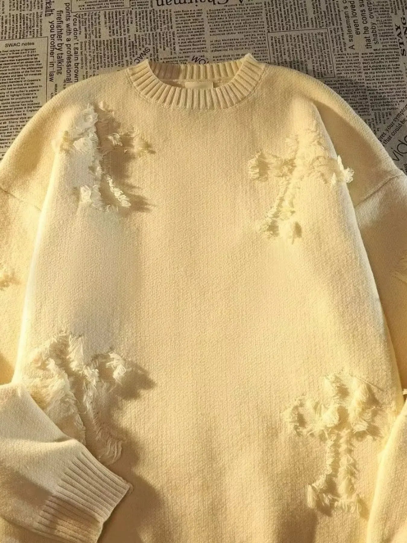 Herr plus size stickad pullover med sliten look – stilren och bekväm