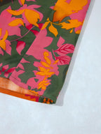 Smocked blomsterprint langærmet maxi kjole