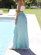 Šňůrkový pasový pasový pas vytištěné široké nohy kalhoty