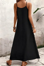 Tropisk bladprint V-hals maxi cami kjole