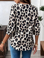 Leopar baskı 3/4 kol bluz
