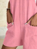 Full størrelse knute stropp romper med lommer pluss størrelse