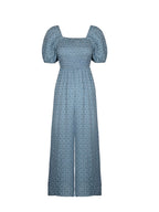 Tryckt fyrkantig nacke puffhylsa jumpsuit