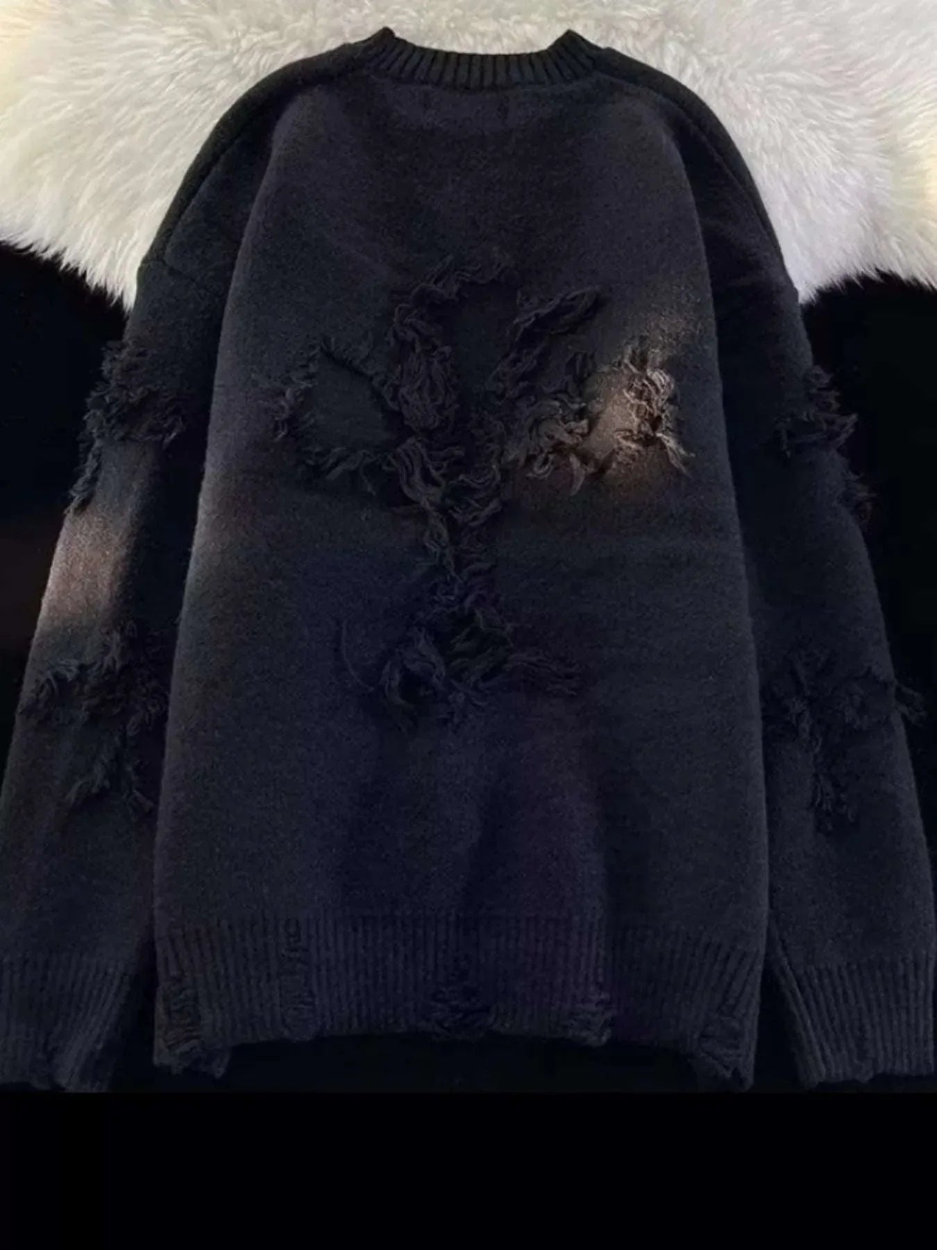 Men's Plus Size Distressed Knit Pullover Sweater – Stylish & Cozy - Modanista Fashion