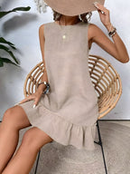 Vestido sem mangas do pescoço redondo