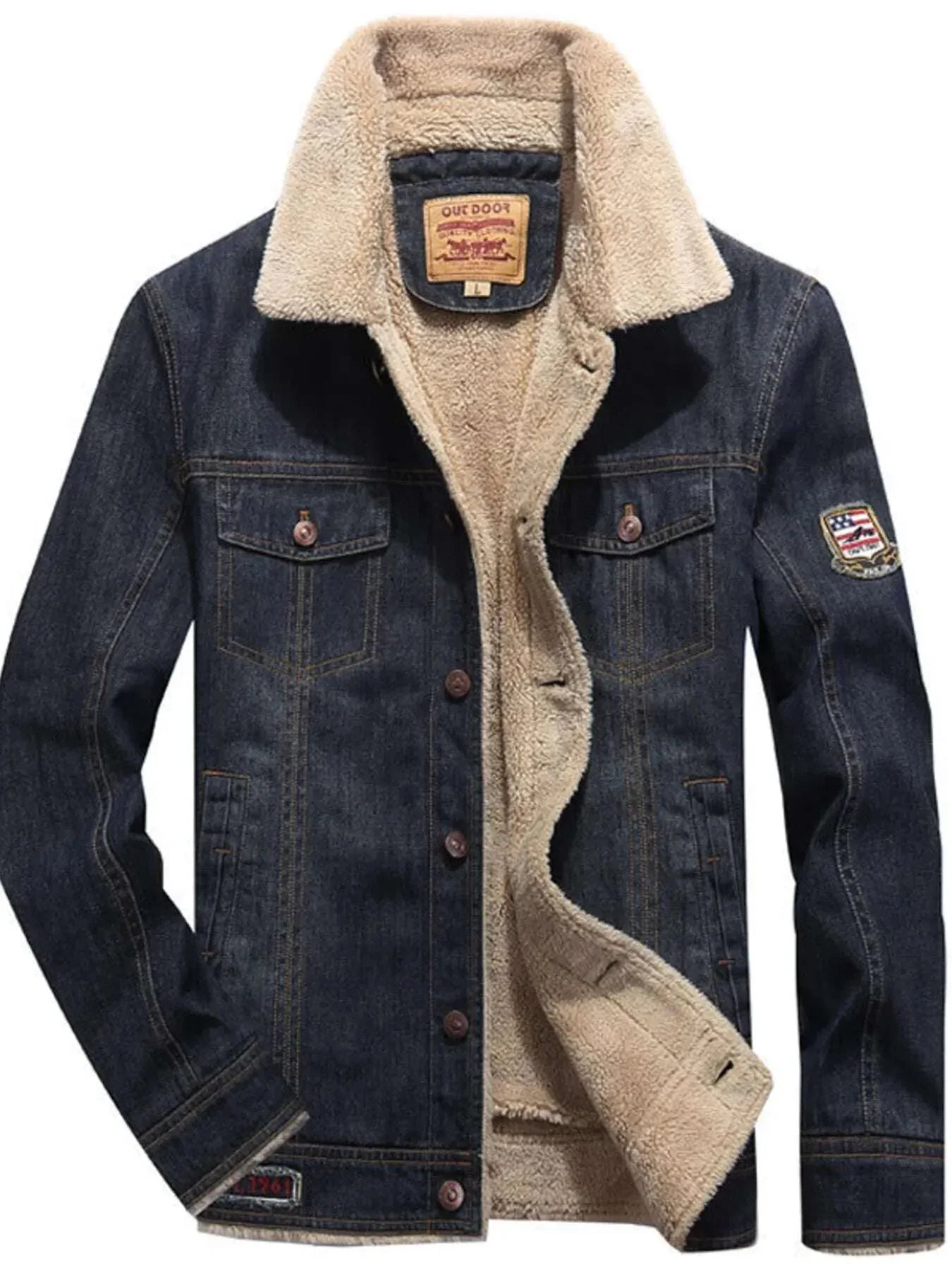 Men's Plus Size Sherpa-Lined Denim Jacket – Warm & Stylish - Modanista Fashion